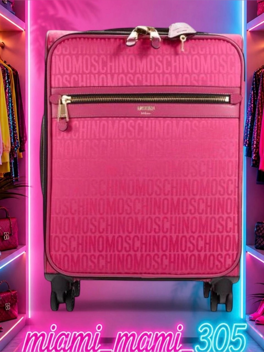 NWT MOSCHINO Fuschia Carry On Barbiecore Feminine Cottagecore Fairycore Designer - Picture 7 of 8